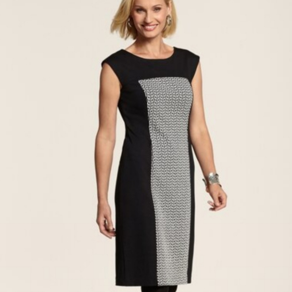 Slimming CHICOS midi dress with black side panels